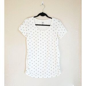 H&M Mama Womens Top White M Maternity Anchor Print Short Sleeve